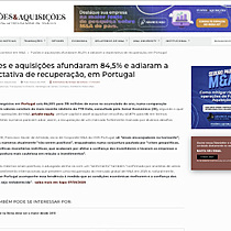 Fuses e aquisies afundaram 84,5% e adiaram a expectativa de recuperao, em Portugal